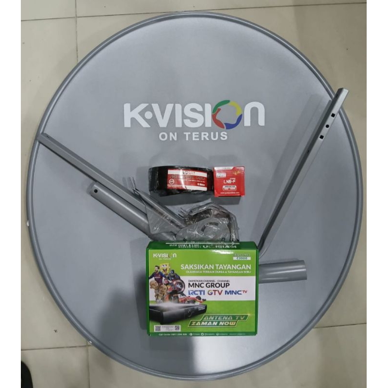 Set Antena Parabola Mini 60 CM + Receiver K-Vision + LNB + Kabel 15 Meter