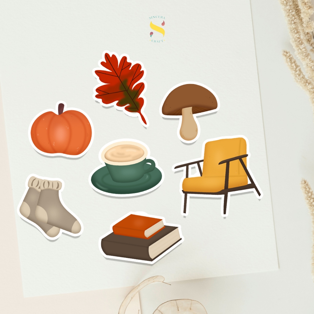 

Sticker Pack Autumn Collection | Sticker Journal Diary Book Aesthetic Cute | Stiker Buku Keren Murah