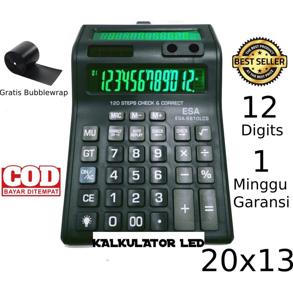 

Kalkulator Digital LED 2 Layar 12 Digit ESA Kalkulator Check Calculator Dagang Besar Kakulator o Q8E4