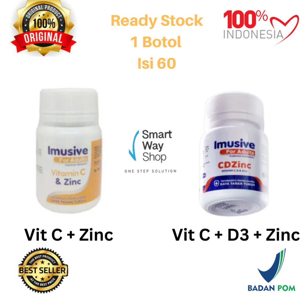 Vitamin C + Zinc IMUSIVE C & ZINC 1 Botol isi 60 tablet ORI BPOM