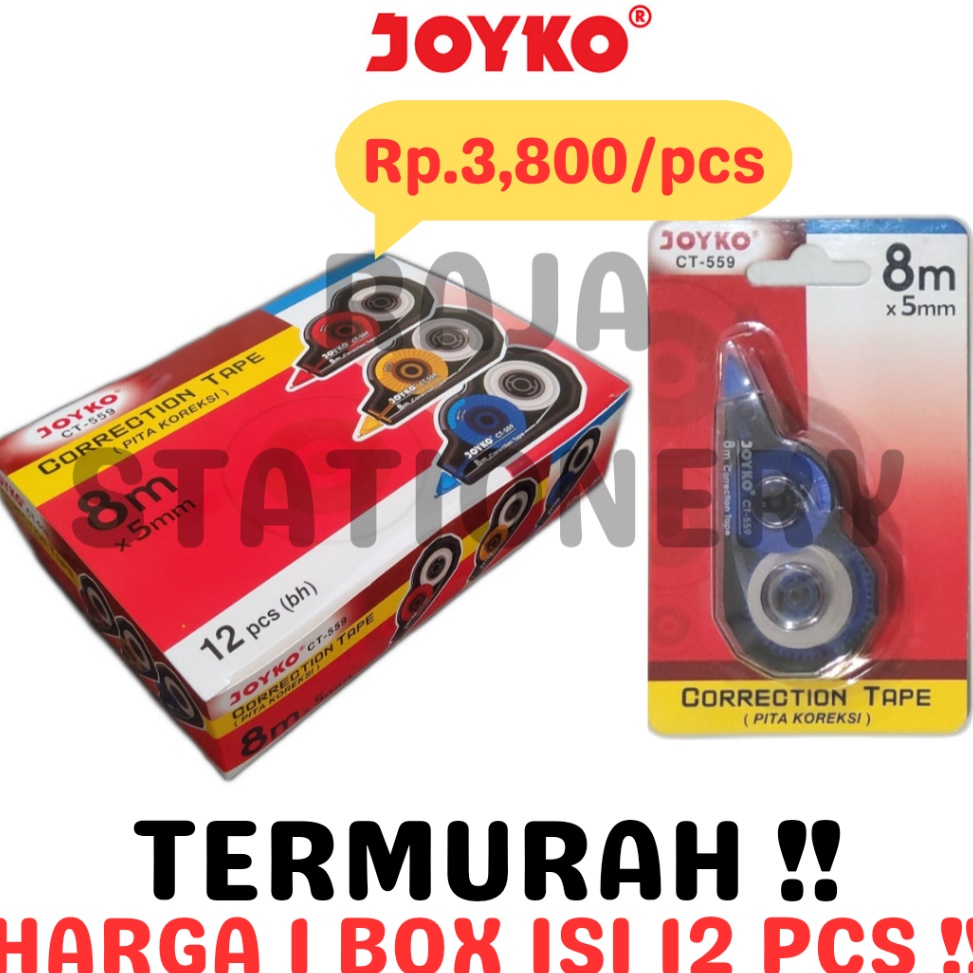 

JOYKO CORRECTION TAPE 8m TIPEX KERTAS JOYKO TIPE X TIP CT559 12PCS i V2R2