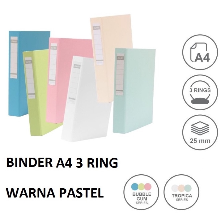 

KODE Q25N Bantex Binder A4 3 Ring Warna Pastel