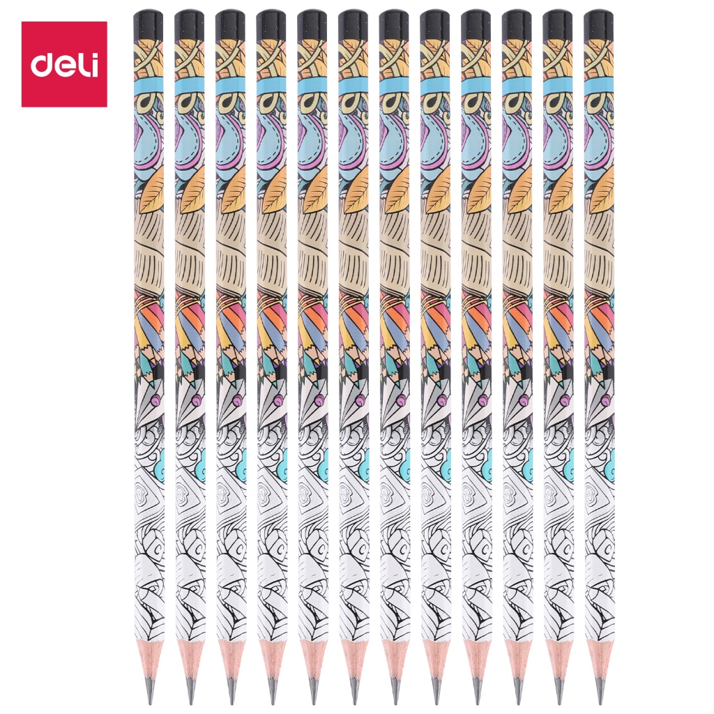 

Deli Graphite Pencil Pattern/ Pensil Kayu 2B 1 Pack Isi 12pcs Kualitas Bagus EU53300