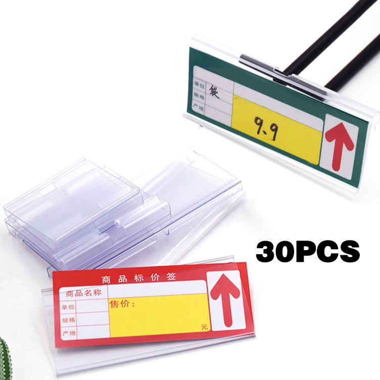 

3PCS Label Harga 6x42 cm Price Tag Holder Plastik PVC Price Tag Card Name Etalase Double Hook k Q7I4