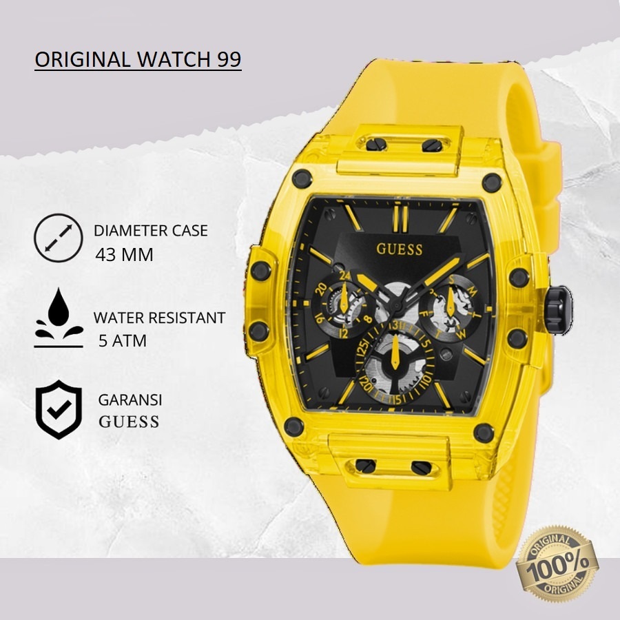 100% ORIGINAL Jam Tangan Pria Guess GW0203G6 Jam Tangan Original - Stainless Steel & Tali Rubber