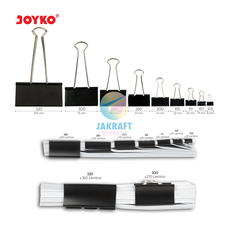 

(6 Pcs) Binder Clip JOYKO No.320 (100 mm) 4" Penjepit Klip Kertas Dokumen Data File Clips Jumbo
