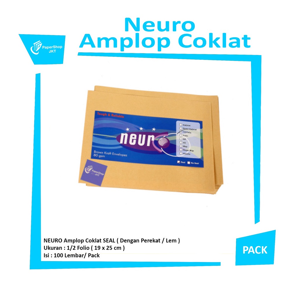 

NEURO Amplop Coklat 12 Folio Seal 19 x 25 cm Pack u D7N4