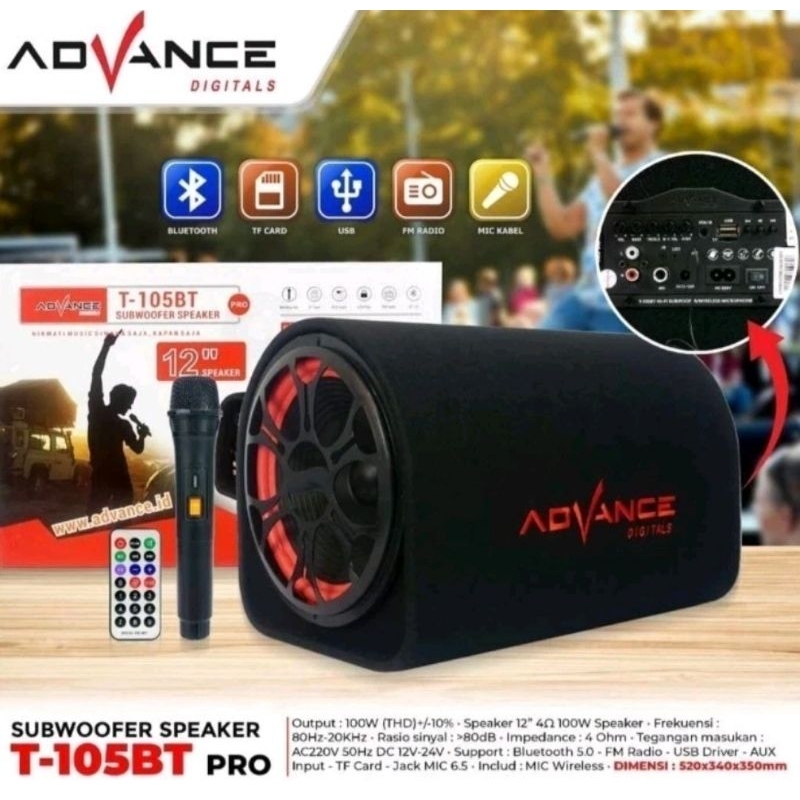 Advance Speaker Ampli Bluetooth Mobil KS 615(4") T 103BT(8") T 104BT(10") T 105BT(12") Free Mic Werl