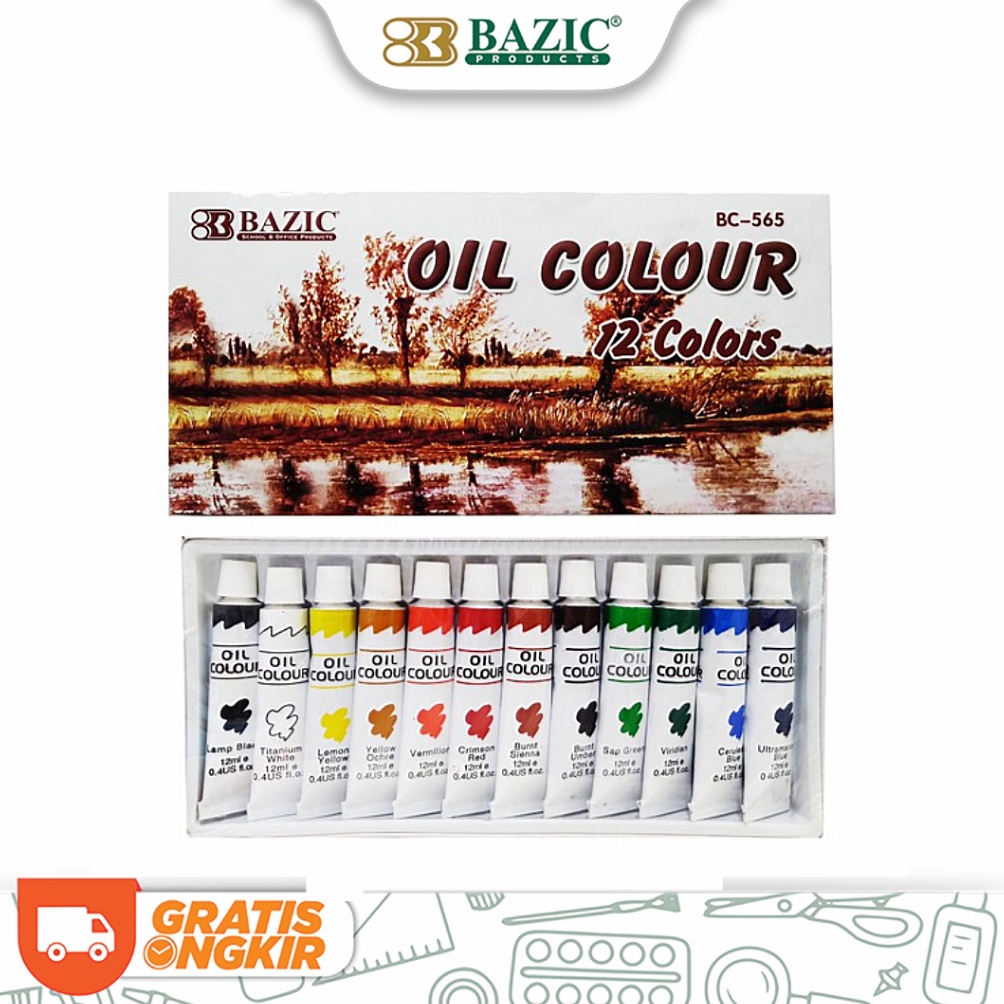 

KODE L53G Bazic Oil Colour 12 Colors Cat Minyak Isi 12 Warna