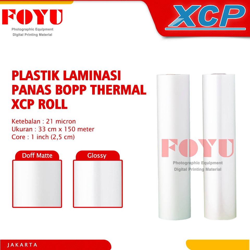 

Plastik Laminasi Panas BOPP Thermal XCP Roll 21 mic 33CM x 15M q A1X4