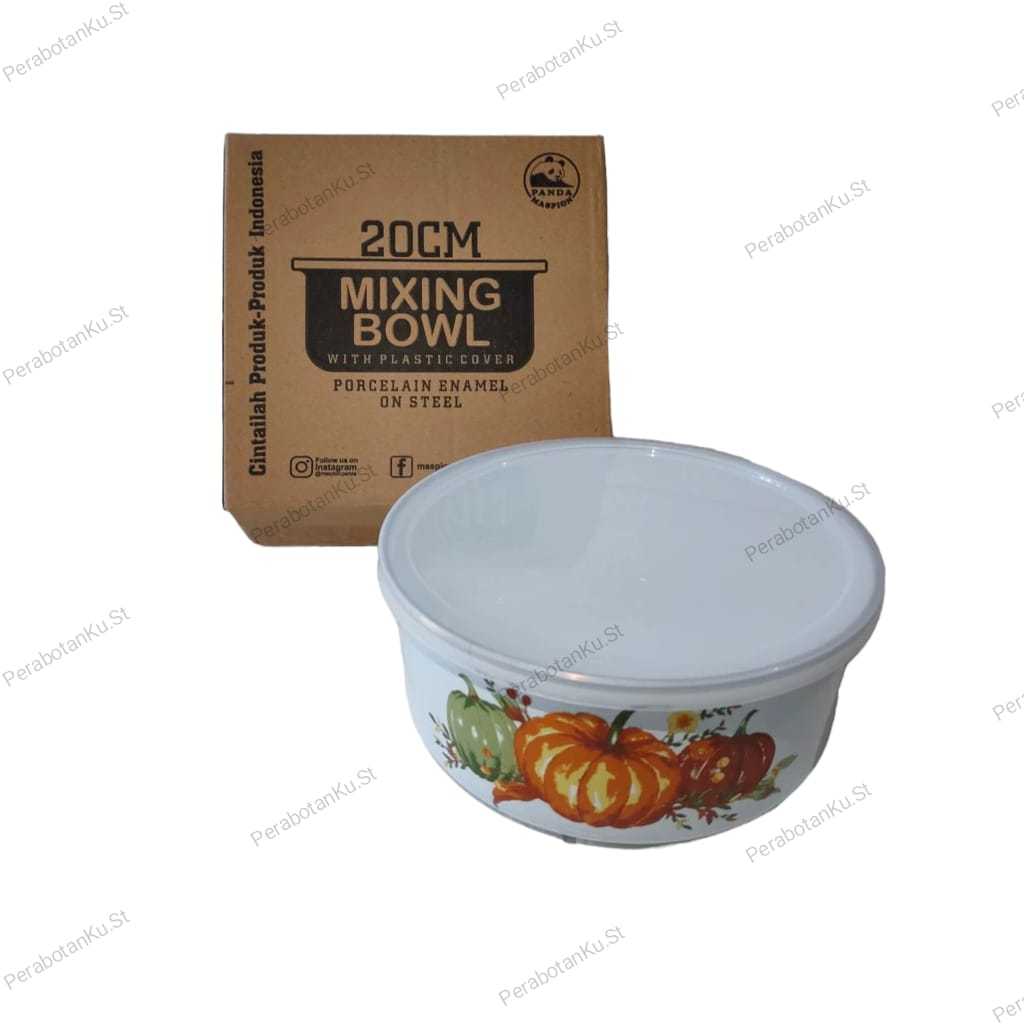 MANGKOK ENAMEL + TUTUP PLASTIK/ MIXING BOWL MASPION/ MIXING BOWL BERMOTIF