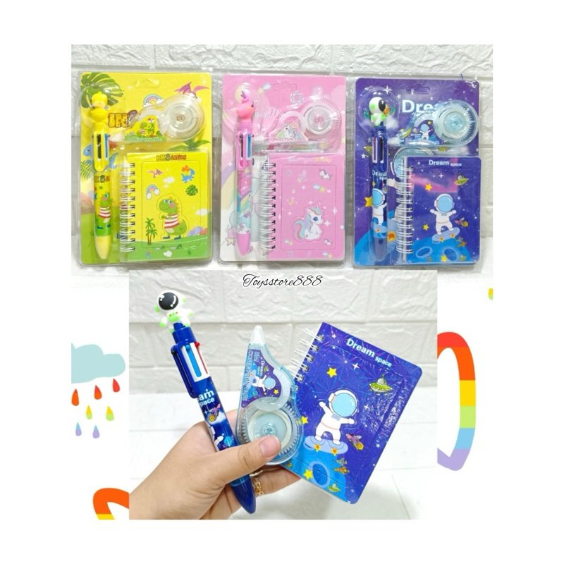 

Set Perlengkapan Alat Tulis Karakter Pulpen + Correction Tape + Notebook Mini Kuromi Cinnamoroll My Melody