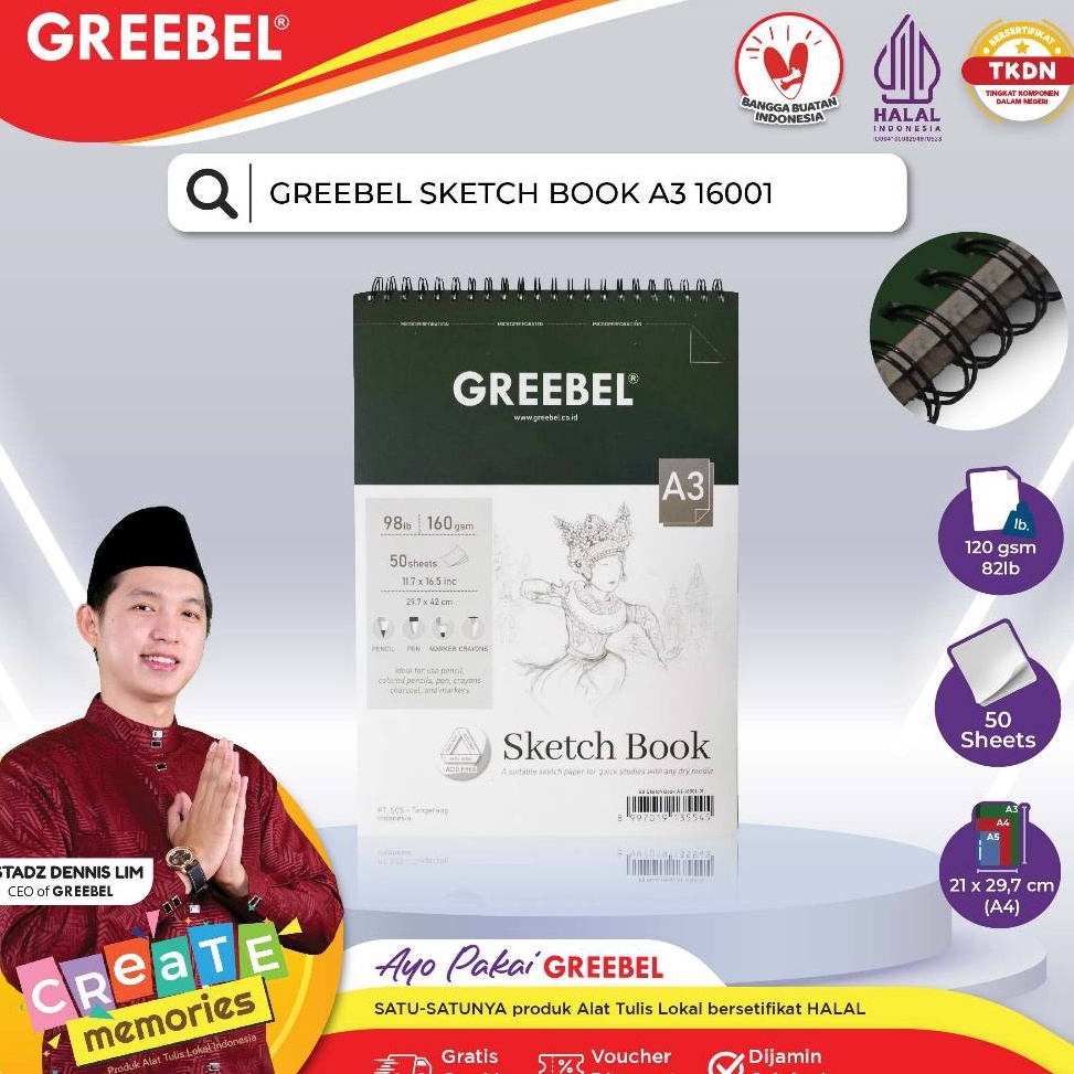 

GREEBEL SKETCHBOOK A3 161 Buku Gambar Sketsa Drawing Book o W7H2