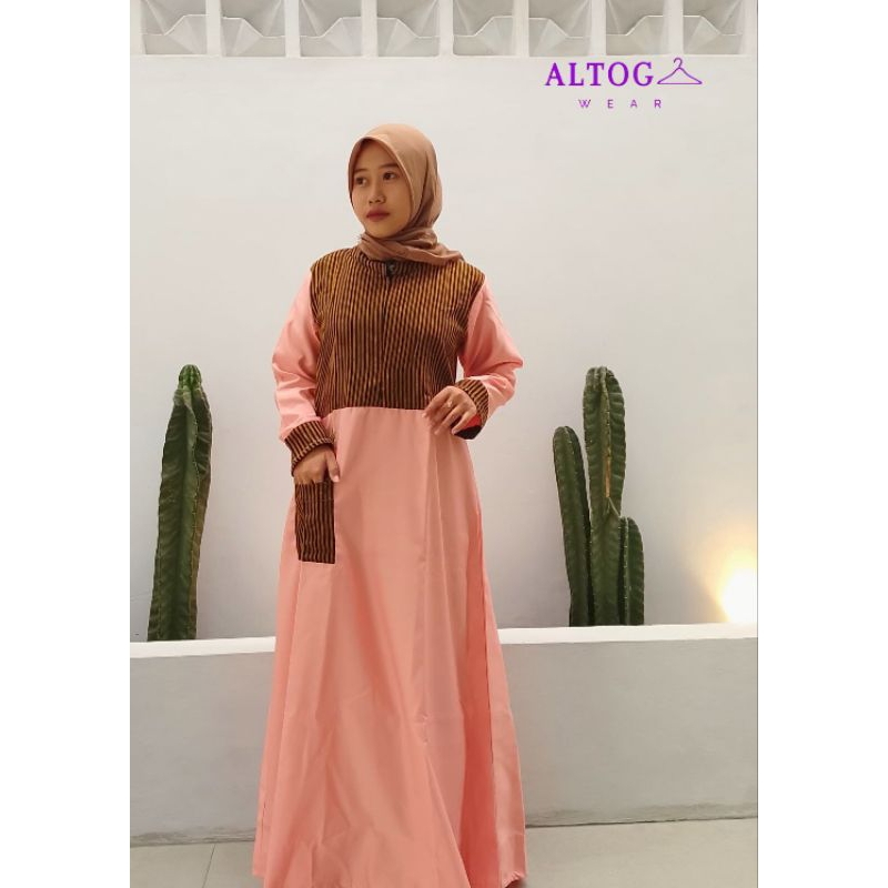 Gamis Batik Balotelly Kombinasi Batik Lurik