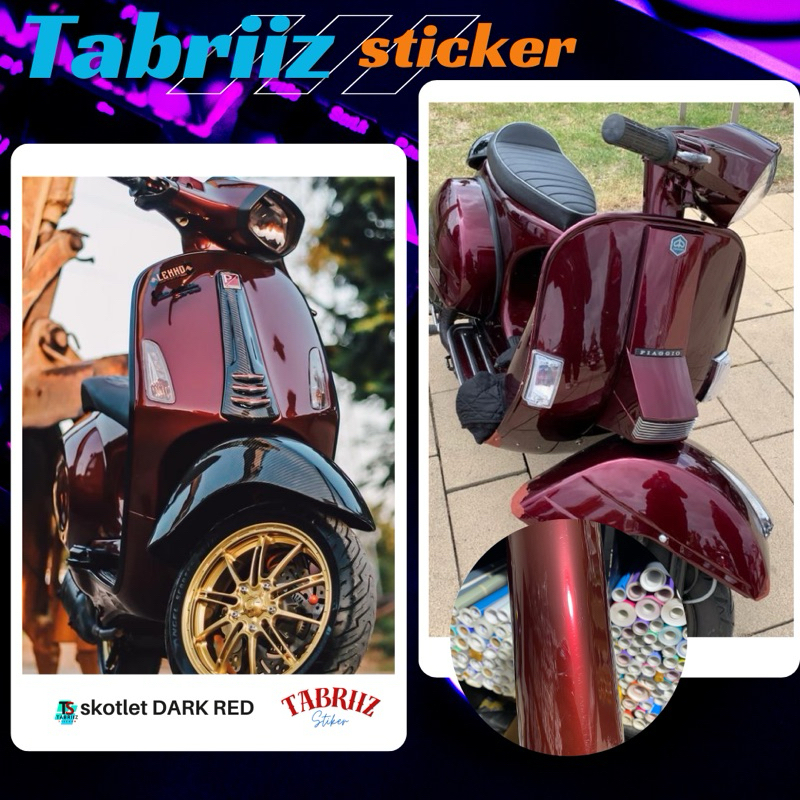 stiker skotlet warna DARK RED candi merah gelap candy untuk variasi body kendaraan
