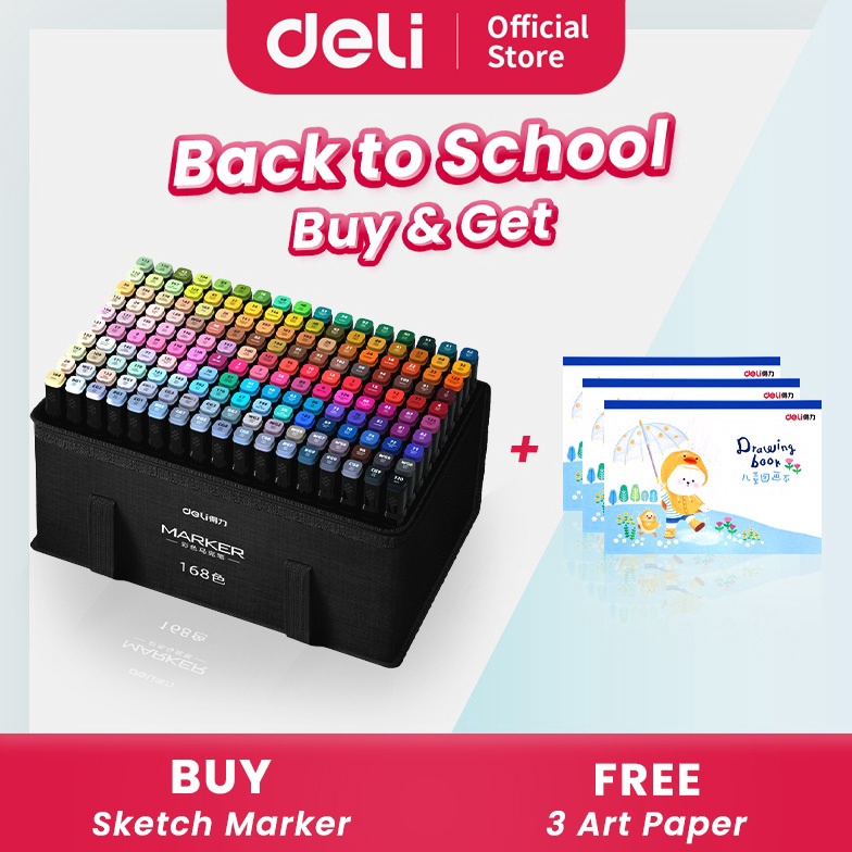 

Deli Spidol Sketsa Profesional Sketch Marker 168 Warna Dual Tip HM92 a F1P7