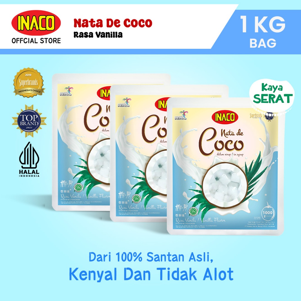 

INACO Nata De Coco Vanilla Pouch 1kg - Triplepack