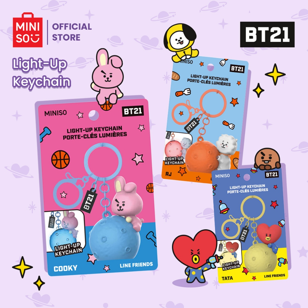 Miniso x BT21 Collection Gantungan Kunci Menyalakan Cahaya Malam Liontin Hiasan Tas Aksesoris Ponsel