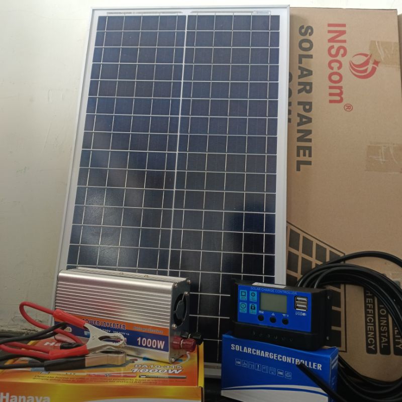 Solar Panel Satu Set 30 Wp Inventer 1000 Watt Solar Controler dan Conector
