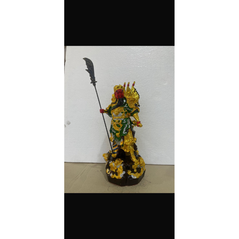 patung dewa Kwankong 9naga 16in bahan resin