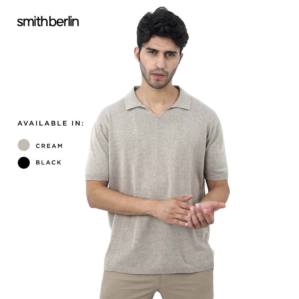 Smith Berlin Kaos  Polo Knit Kendrick Pria Lengan Pendek Modern Fit