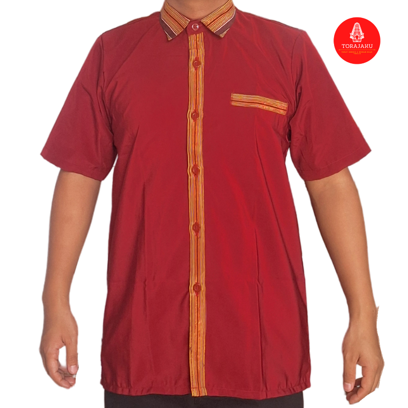 Baju Kemeja Merah Maroon Toraja Kemeja Hitam Pria Baju Merah Maroon Toraja