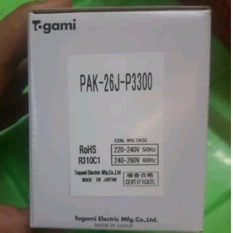 Contactor Togami PAK-26J Coil 220-240V Contactor Togami PAK-26J-P3300 220V-240V New Ori