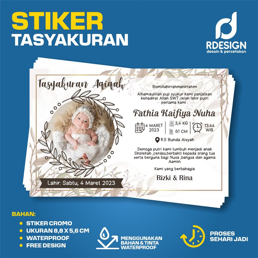 

CETAK STIKER SYUKURAN KELAHIRAN BAYI & SYUKURAN AQIQAH