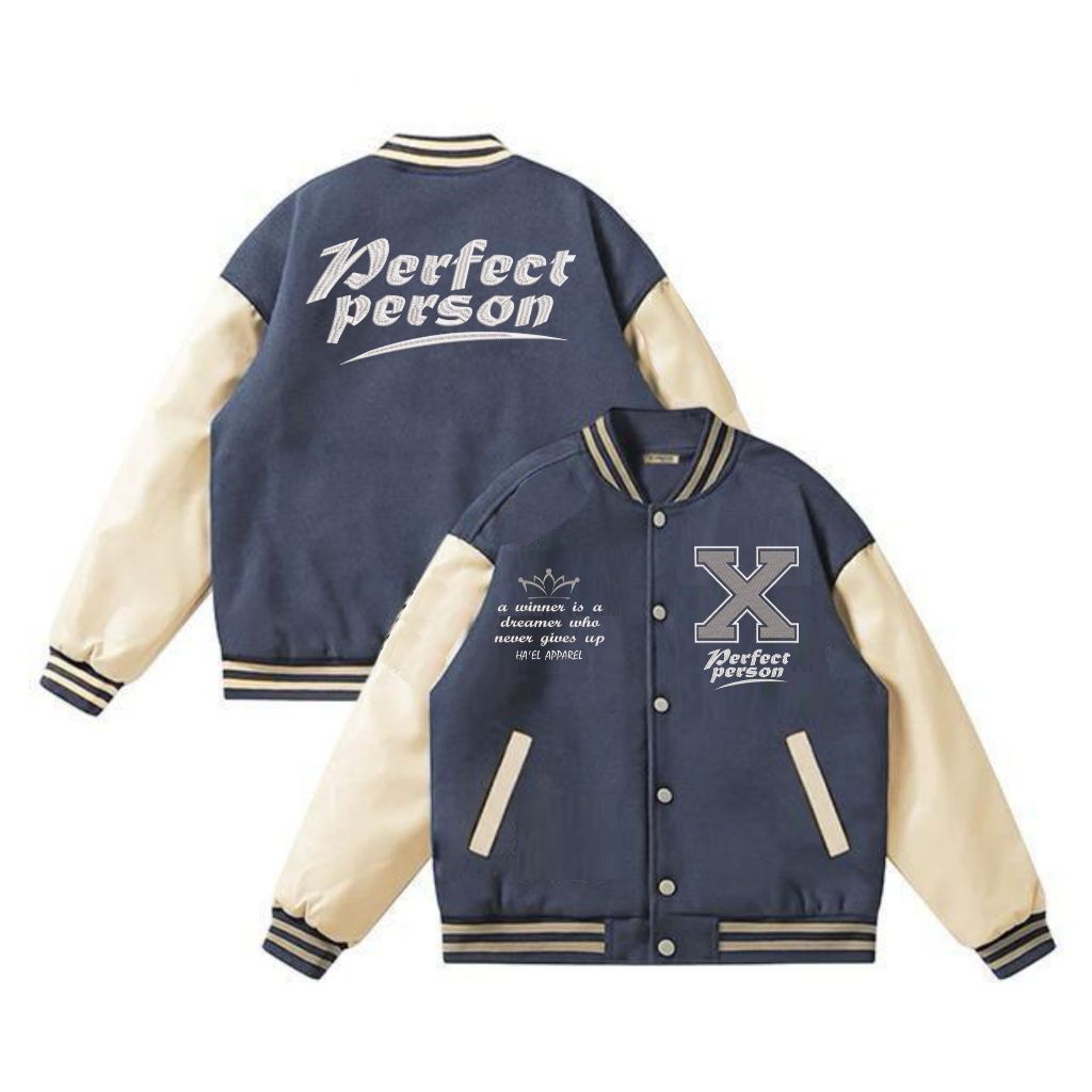 Jaket Baseball Big Size ( logo X Bordir ) Jacket Varsity Kancing jumbo Bomber POLOS Oversized XXL XX