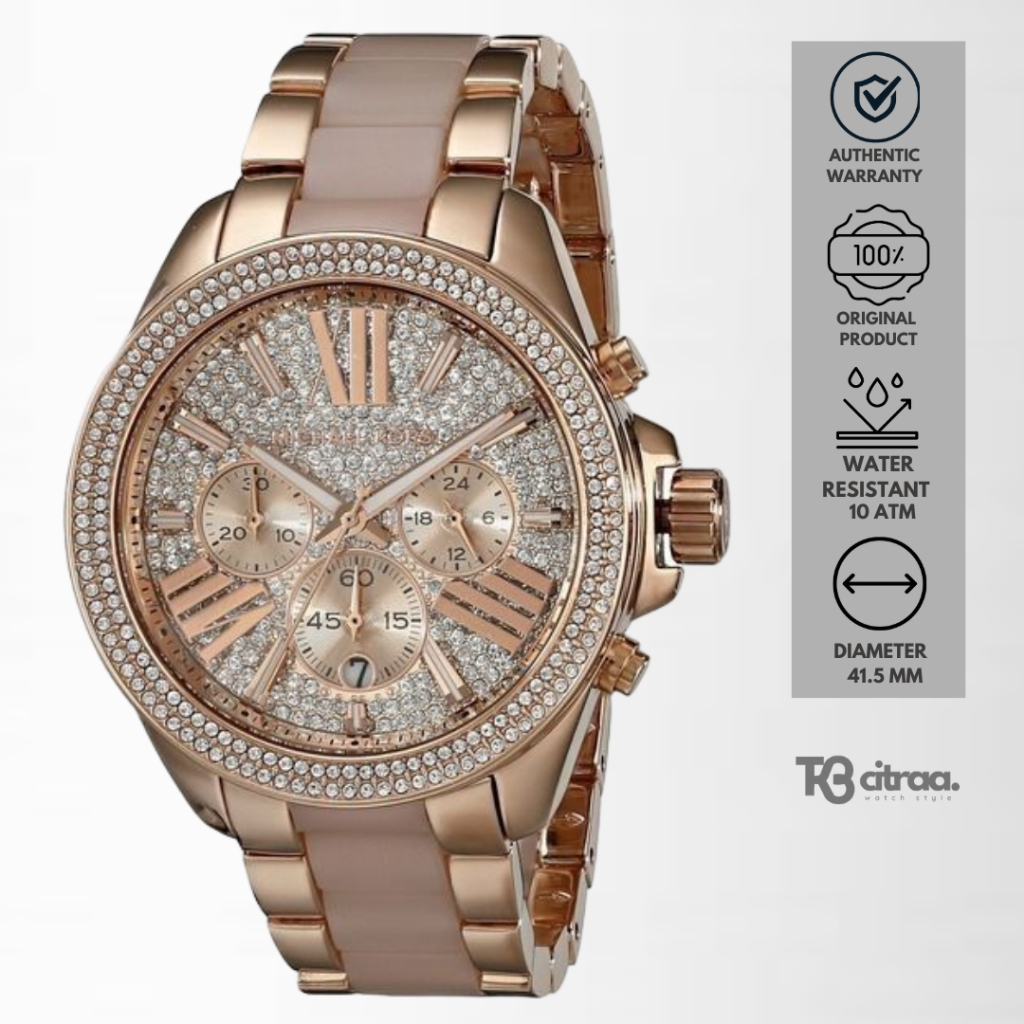 jam tangan fashion wanita Michael kors Wristwatch analog strap rantai combinasi cewek chronograph st