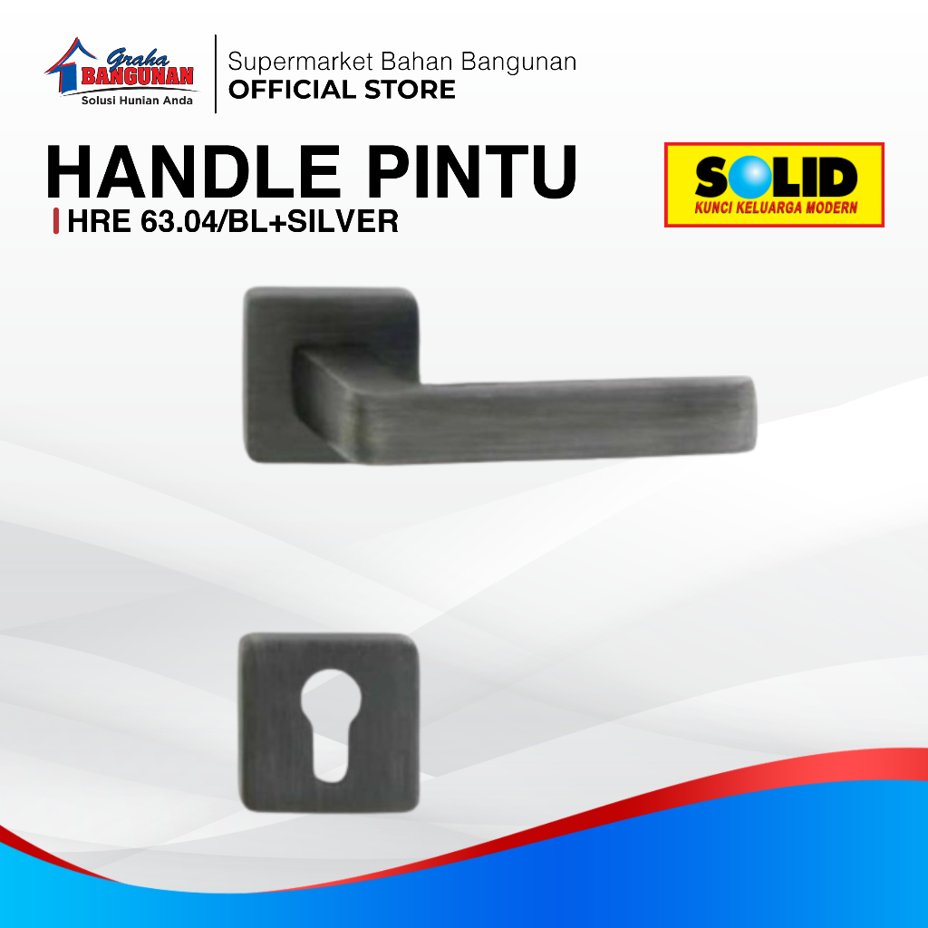Handle Pintu Minimalis SOLID HRE 63.04/BL+SILVER