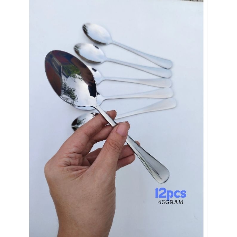SENDOK  MAKAN STAINLESS TEBAL ( 45 GRAM ) HOTEL RESTAUTANT CAFE MERK OMIZU ITALIAN 12 PCS