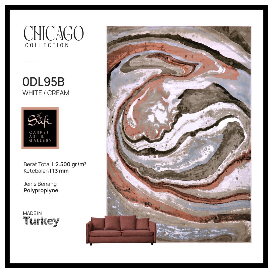 Karpet Lantai Jumbo Minimalis Modern Chicago 300x400 Design Turki