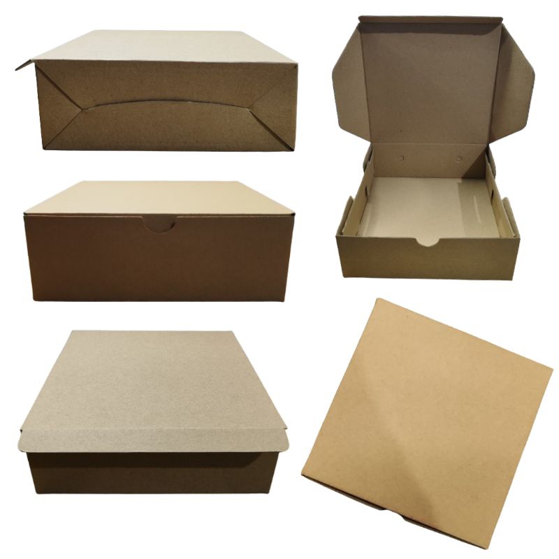 Dus Box Kotak Makan / Kardus Hajatan / Hampers / Kardus Nasi Coklat 20x20x7 E-Flute Polos(Corrugated