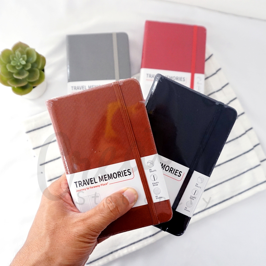 

Minimalist Hardcover Travel Agenda Notebook Strap Buku Saku A6 Bixu