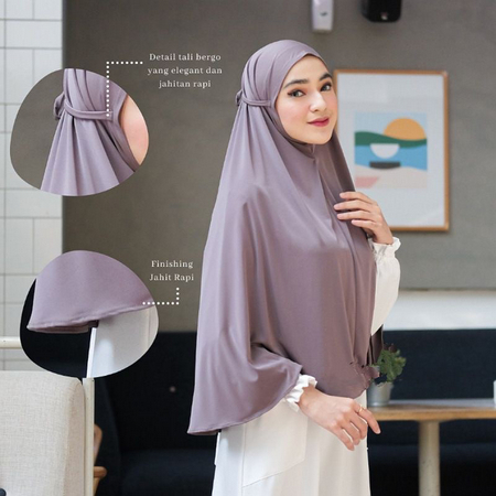 BERGO INSTAN HAMIDAH TALI NON PED XL BIG SIZE/ JILBAB PINGUIN NON PET TALI BAHAN JERSEY / KERUDUNG D