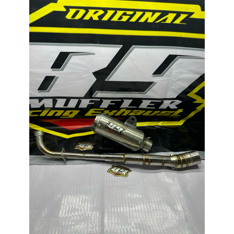 knalpot racing netral bebek stainless silencer GP1 Titan hitam inlet50 sarangan seperempat P20cm leh