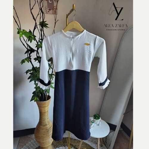 gamis anak hitam putih crinkle airflow / Seragam pakaian anak sekolah paud tk sd madrasah / gamis pe