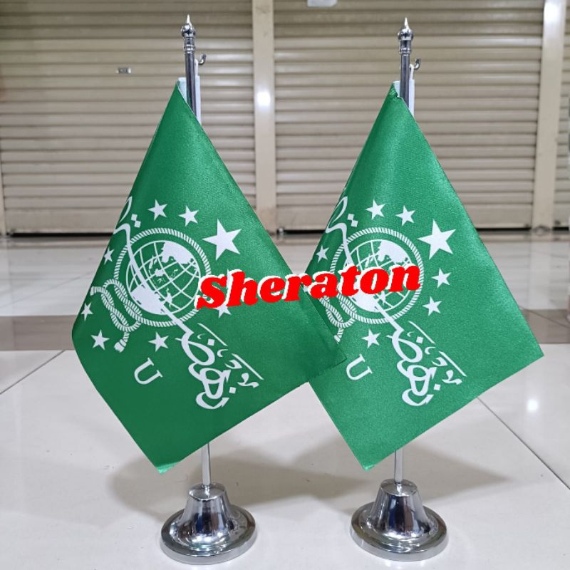 

tiang stenlis meja+bendera NU bendera Nahdhatul Ulama