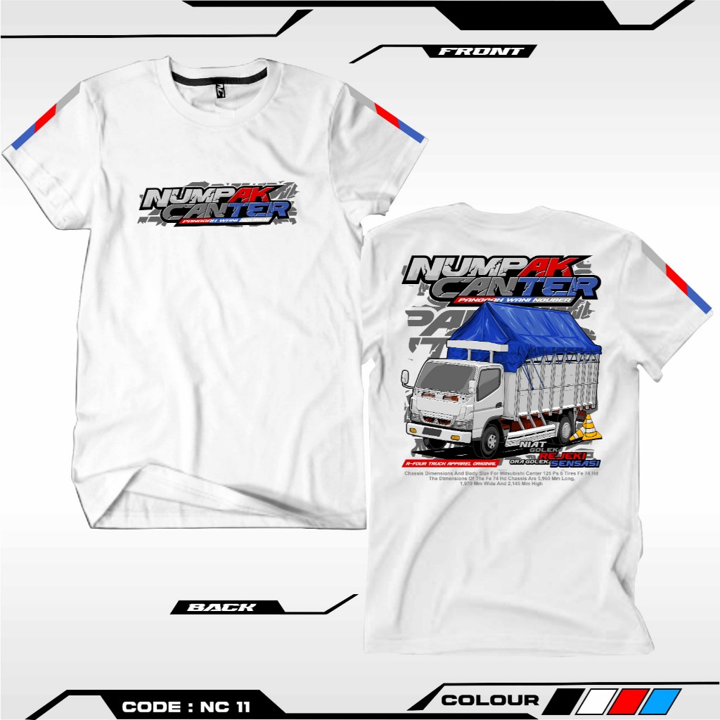 Kaos Truck Cabe Laok Canter Herex NC11 Lengan Pendek Oblong Unisex Atasan Dewasa