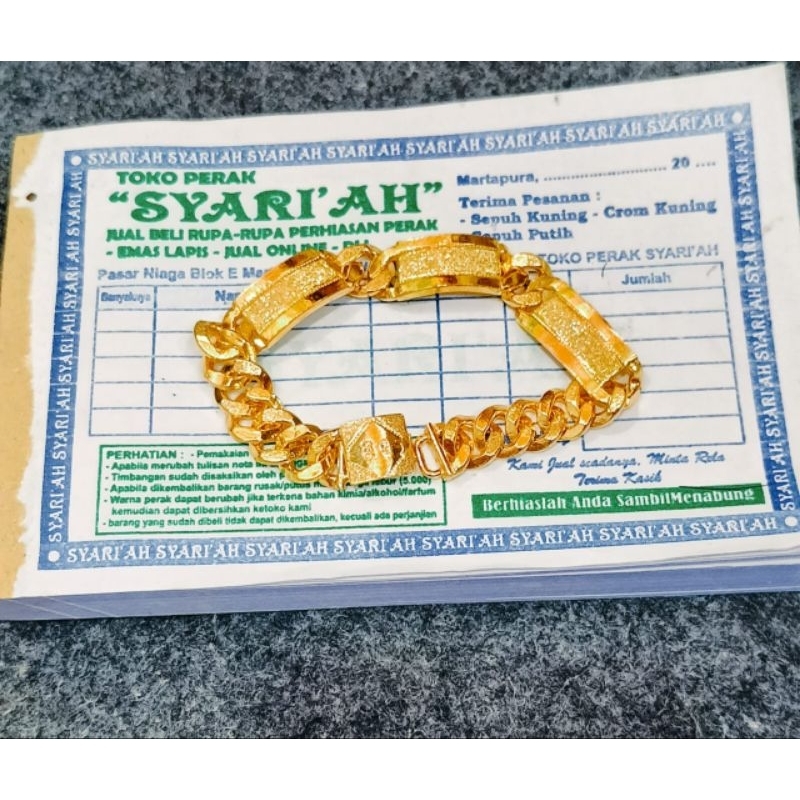 gelang plat pasir  emas lapis 999