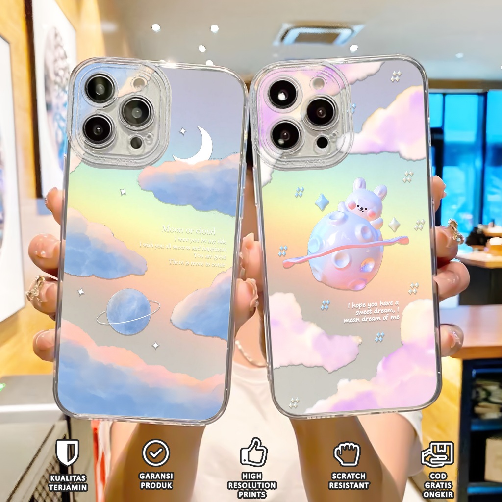 Case Hologram OPPO A5S A11K A12 A7 A15 A15S A57 A77S A58 4G Motif ( AWAN ) Softcase Hologram Bening 