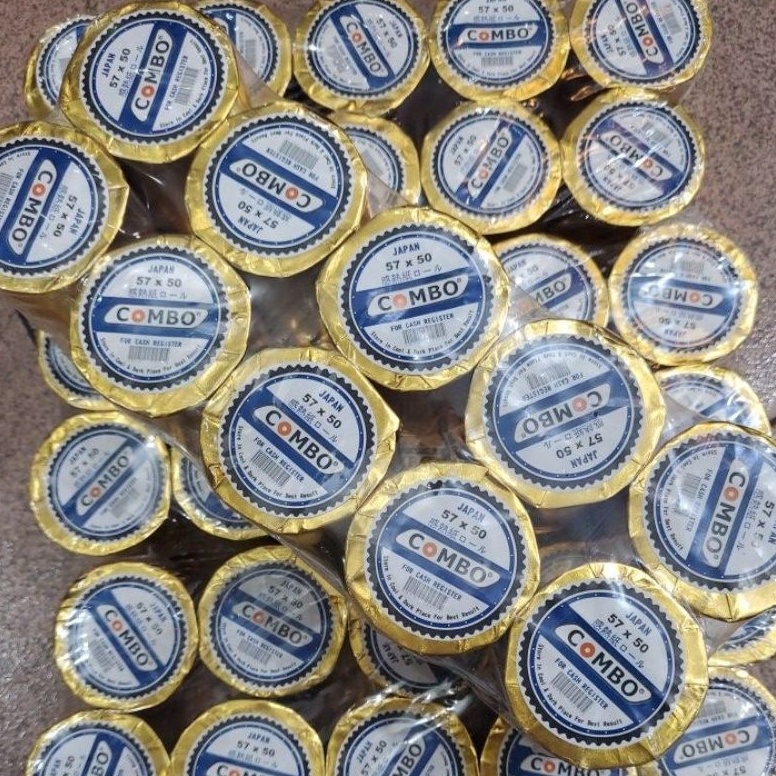 

KODE F83R Kertas thermal combo57x5 harga 1pack isi 1roll