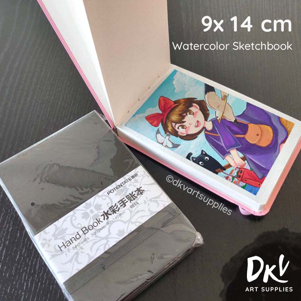 

Watercolor Sketchbook POTENTATE Mini 9x14cm 3gsm hardcover jahit u O8A2