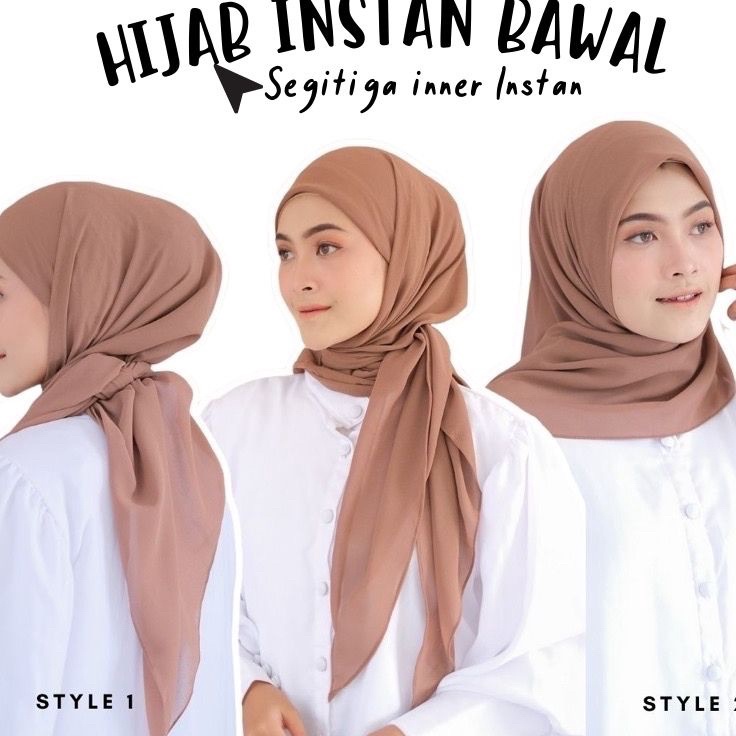 Hijab Segitiga Instan Bawal 1 layer plus inner Segi3 Segiempat instan innerCeruty baby doll