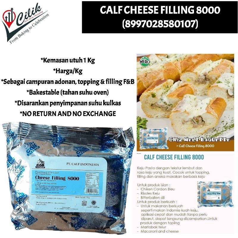 

calf keju 1 kg cheese filling 8000 bakestable bahan topping filling isian roti cake kue korean garlic cheese bread