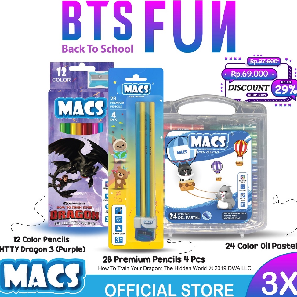 

BTS Fun MACS Pensil 2B Pensil Warna Crayon c C3T9