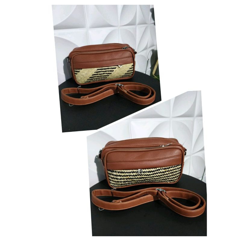 Handbag tas selempang rotan Tas wanita_Rotan combinasi kulit sintetis super