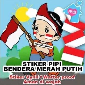 

Stiker Bendera Merah Putih tempel di pipi