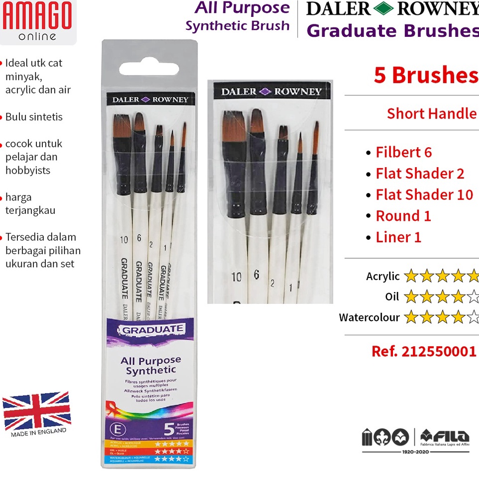 

KUAS DALER ROWNEY GRADUATE BRUSH SYNTHETIC CLASSIC SET ISI 5 212551 g J7X6